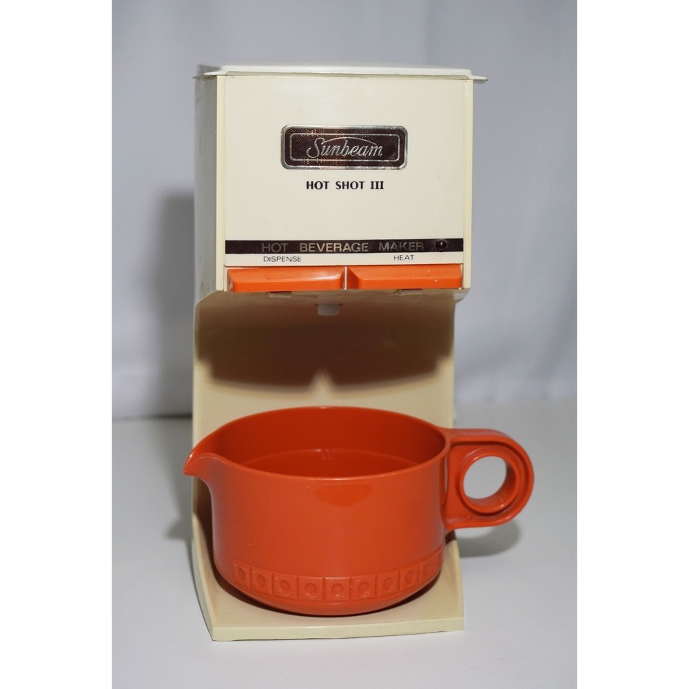Vintage Sunbeam Hot Shot III Beverage Maker Orange Coffee Cup Tested Working